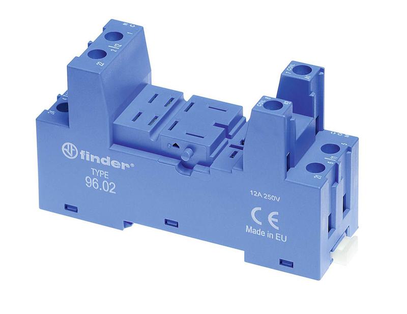 Розетка с винт. клеммами (с зажимной клетью) для реле 56.32 модули 86.30 99.02 в комплекте металлич. клипса 094.71 син. FINDER 96027SMA