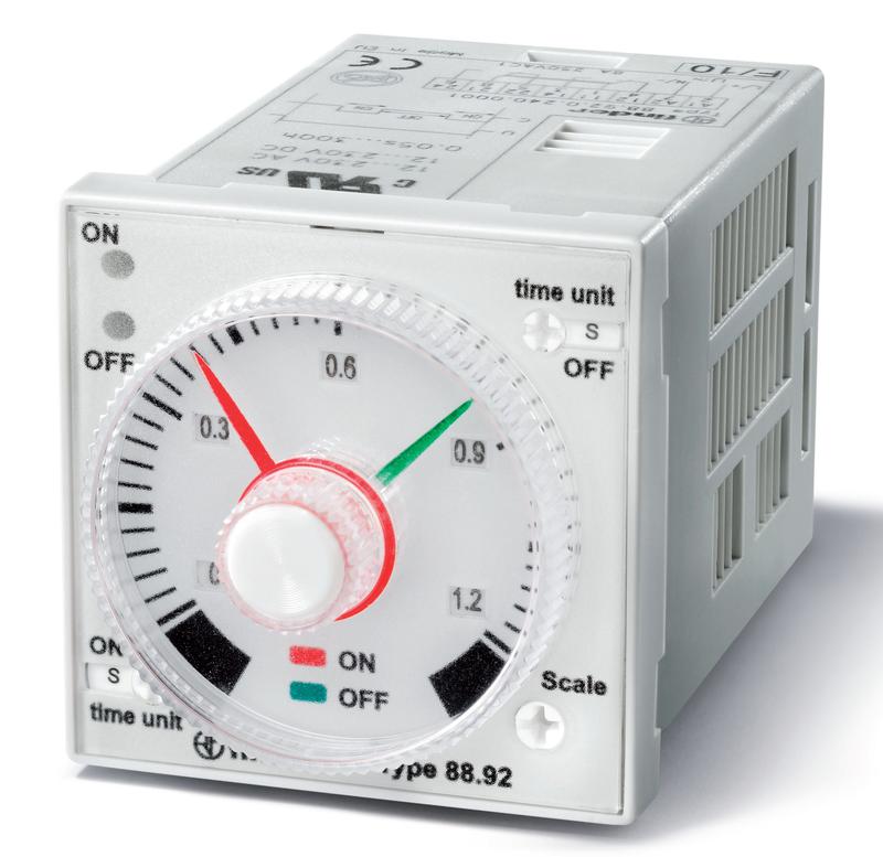 Таймер 1-функциональный (PI) монтаж на панель или в розетку 8-штырьковый разъем 12…240В AC/DC 2CO 5А регулировка времени 0.05с…100ч IP40 FINDER 889202400000