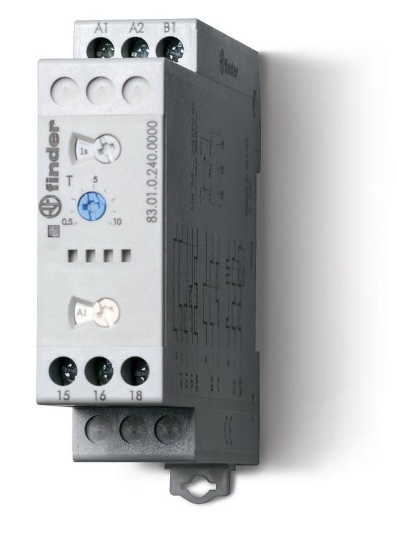 Таймер модульный мультифункциональный (AI DI SW BE CE DE WD) 24…240В AC/DC 1CO 16А 22.5мм регулировка времени 0.05с…10дней IP20 FINDER 830102400000