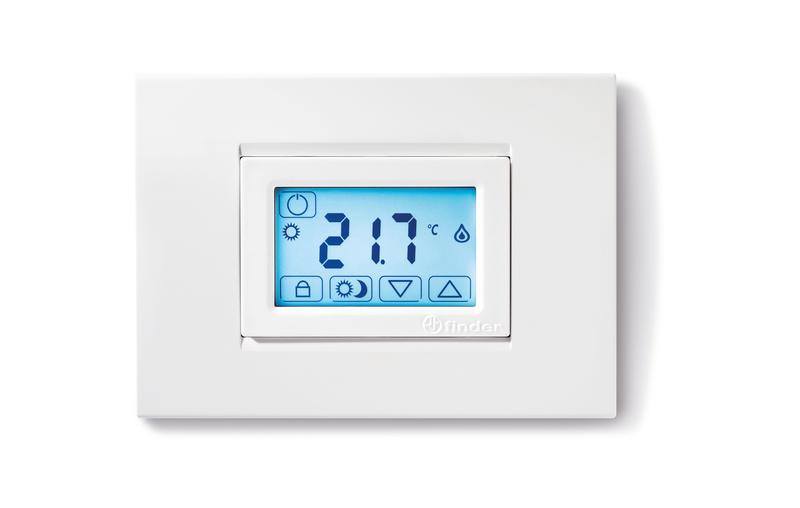 Термостат комнатный с сенсорным экраном 3В DC 1СО 5А монтаж на стену бел. FINDER 1T5190030000