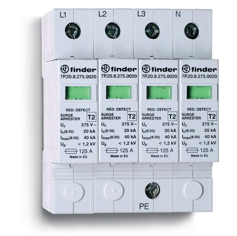 Устройство защиты от импульсных перенапряжений УЗИП тип 2 (4 варистора) модульный 70мм IP20 FINDER 7P2582751020