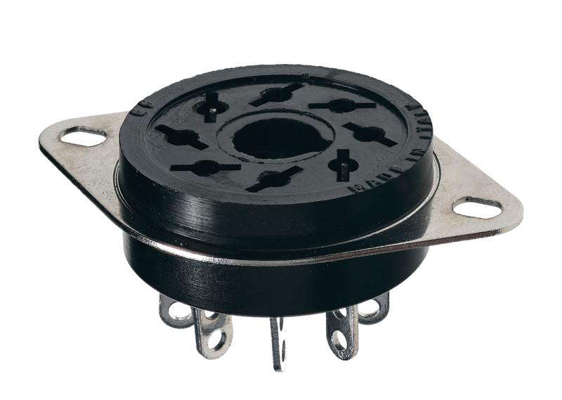 Разъем штепсельный 8-штырьков для реле 60.12 таймера 88.12 под пайку монтаж. фланец FINDER 9012