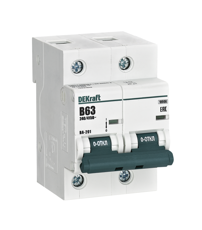Выключатель автоматический 2п B 63А 10кА ВА-201 DEKraft 13037DEK