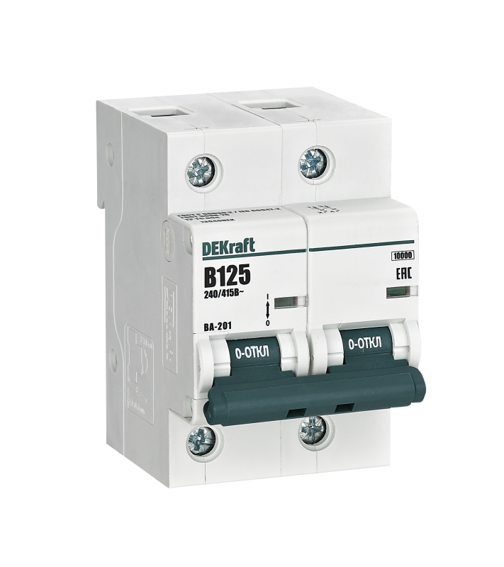 Выключатель автоматический 2п B 125А 10кА ВА-201 DEKraft 13040DEK