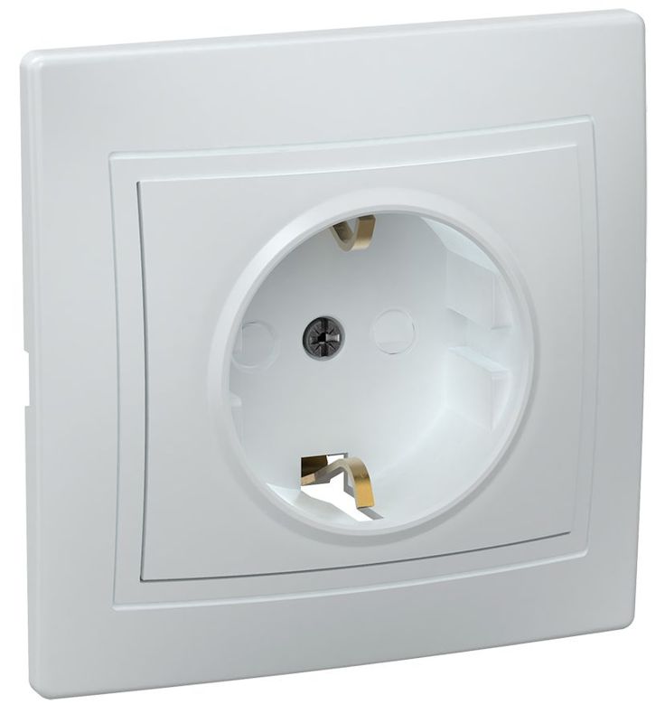 Розетка 1-м СП Кварта РСш10-3-КБ 16А IP20 с заземл. защ. шторки керамика бел. GENERICA ERK14-K01-16-K