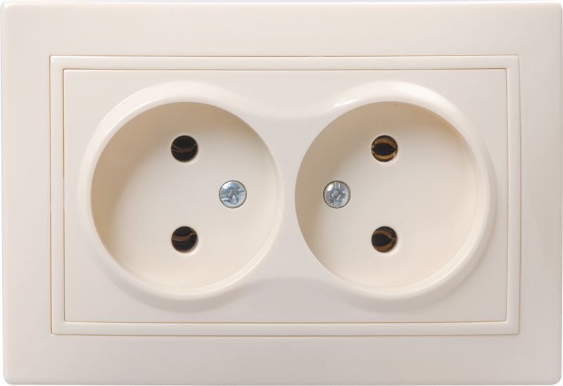 Розетка 2-м СП Кварта РС12-2-Км 10А без защ. шторки без заземл. керам. крем. GENERICA ERK20-K33-10-K
