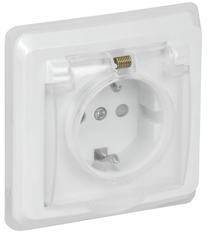 Розетка 1-м СП Вега РСбш10-3-ВБ 16А IP44 с заземл. защ. шторки с крышкой бел. GENERICA ERV16-K01-16-DM