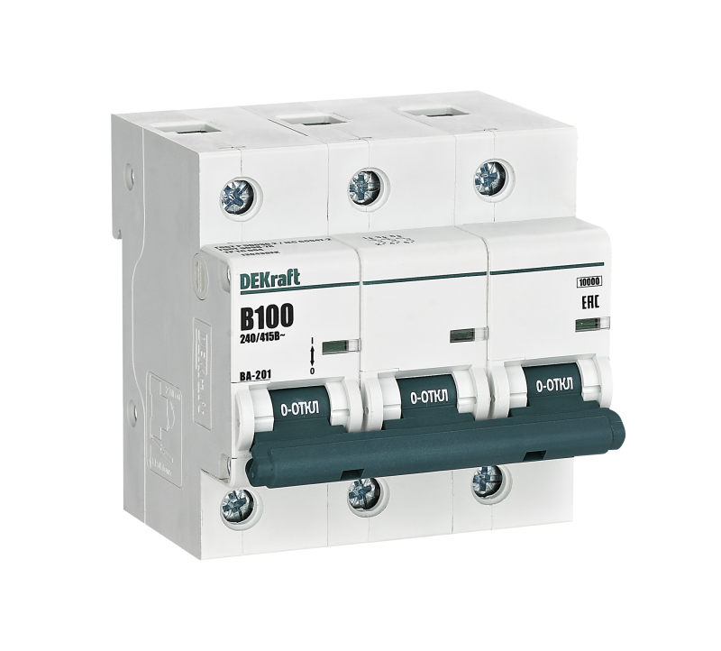Выключатель автоматический 3п B 100А 10кА ВА-201 DEKraft 13043DEK