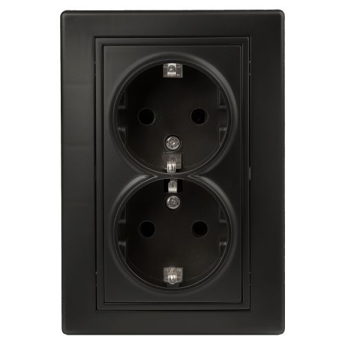 Розетка 2-м СП 2мод. Plano 1-205-05 16А IP20 250В 2х2P+E Schuko антрацит Intro Б0053919
