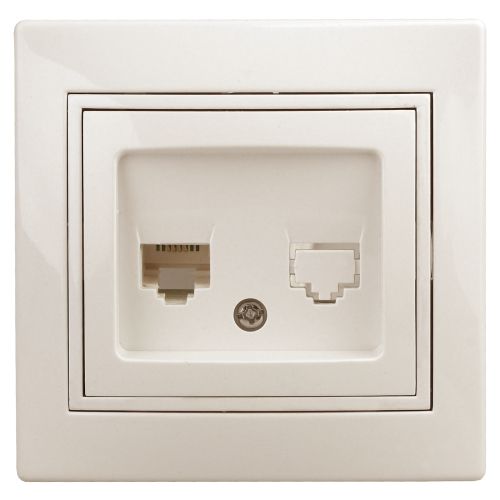 Розетка компьютерная 1-м СП Plano 1-303-02 RJ45 IP20 сл. кость Intro Б0027622