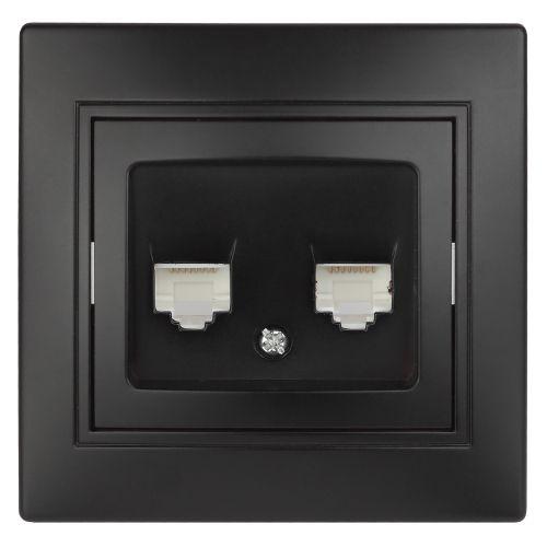 Розетка компьютерная 2-м СП Plano 1-304-05 RJ45 антрацит Intro Б0044576