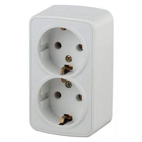 Розетка 2-м ОП Polo 3-204-01 16А IP20 250В 2х2P+E Schuko бел. Intro Б0036100