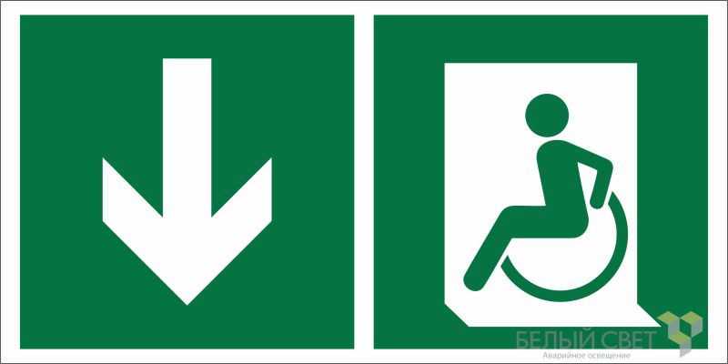 Знак безопасности BL-2915B.E71"Указ. двери эвакуац. выхода (лев.) для МГН" Белый свет a18504