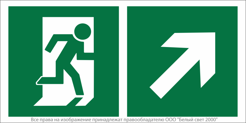 Знак безопасности BL-4020.E37"Напр. к эвакуационному выходу направо вверх" Белый свет a18225