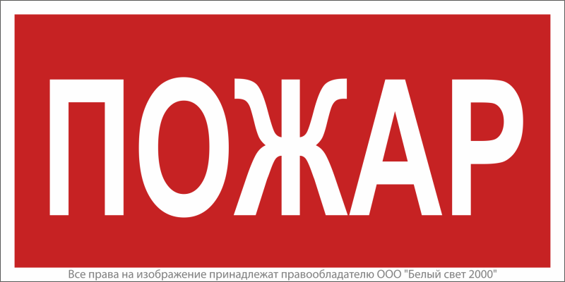 Знак безопасности BL-4020.F20"Пожар" Белый свет a17773
