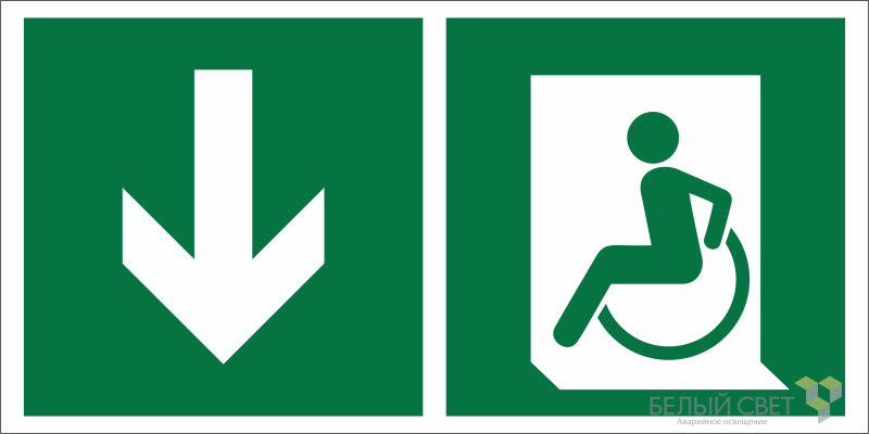 Знак безопасности NPU-1510.E71"Указ.двери эвакуац. выхода (лев.) для МГН" Белый свет a20196