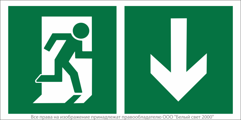 Знак безопасности NPU-2110.E39 "Указатель двери эвакуационного выхода (правосторонний)" Белый свет a20385
