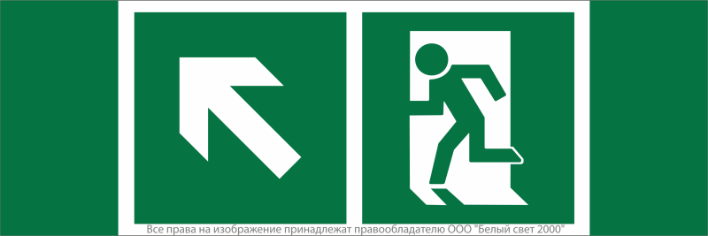 Знак безопасности NPU-3413.E34"Напр. к эвакуационному выходу налево вверх" Белый свет a18159