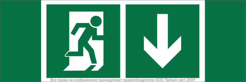 Знак безопасности NPU-3413.E39"Указ. двери эвакуац. выхода (прав.)" Белый свет a18164