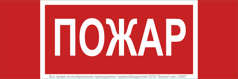 Знак безопасности NPU-3413.F20"Пожар" Белый свет a17717