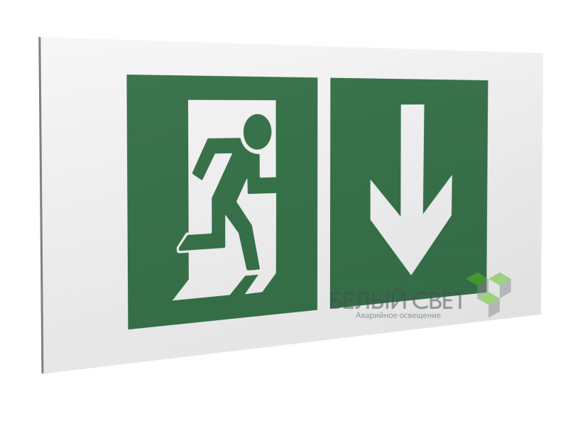 Знак безопасности PS-40206.E39"Указ. двери эвакуац. выхода (прав.)" Белый свет a18209