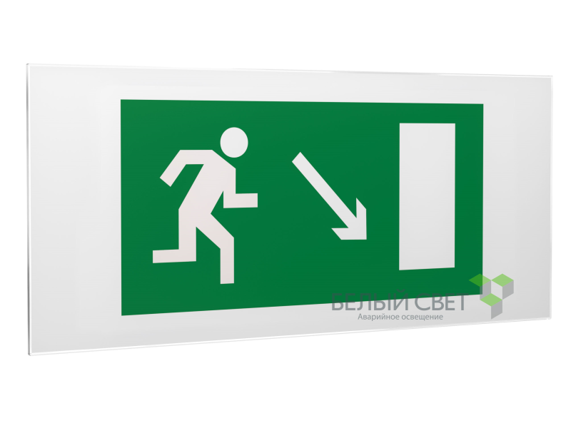 Знак безопасности PS-50206.E07"Напр. к эвакуационному выходу направо вниз" Белый свет a13754
