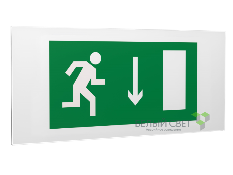 Знак безопасности PS-50206.E09"Указ. двери эвакуац. выхода (прав.)" Белый свет a13756