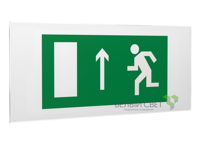 Знак безопасности PS-50206.E12"Напр. к эвакуационному выходу прямо (лев.)" Белый свет a13750