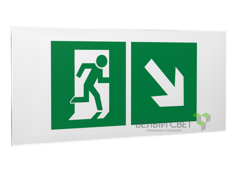 Знак безопасности PS-50206.E36"Напр. к эвакуационному выходу направо вниз" Белый свет a18215