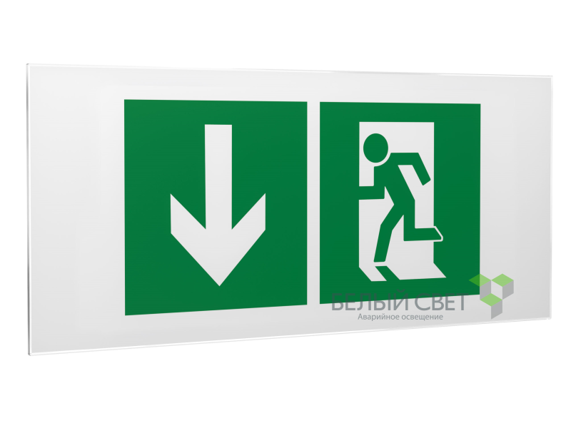 Знак безопасности PS-50206.E40"Указ. двери эвакуац. выхода (левостор.)" Белый свет a18219