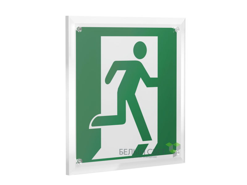 Знак безопасности PT-17176.E01-02"Выход здесь (прав.)" Белый свет a20661