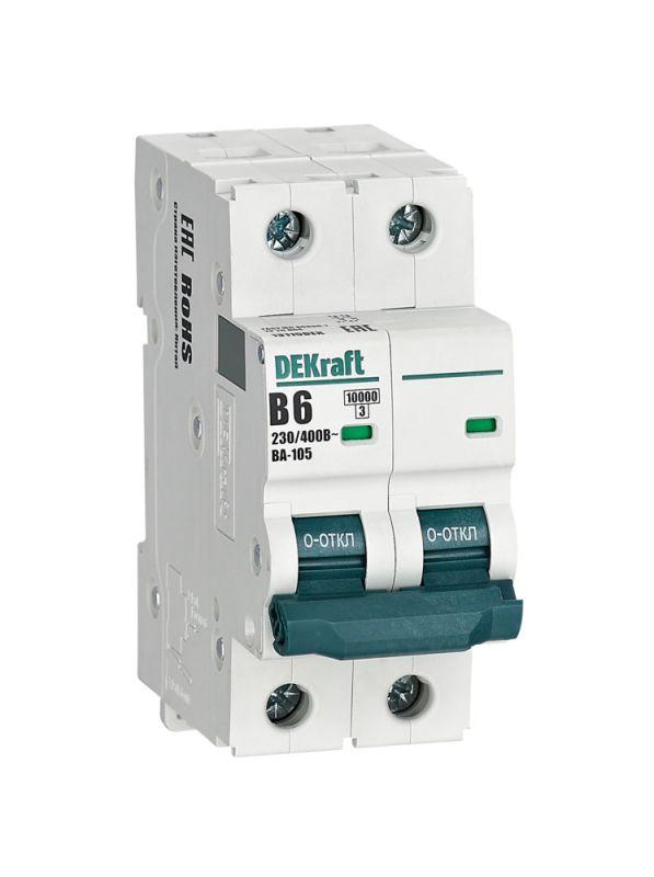 Выключатель автоматический модульный 2п B 6А 10кА ВА-105 DEKraft 13115DEK