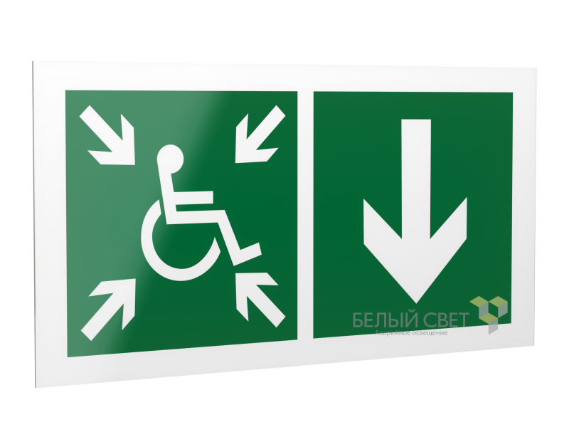 Рассеиватель BS-DR-4.E78"Указ.двери пункта сбора(без.зоны)МГН(прав.)" Белый свет a21043