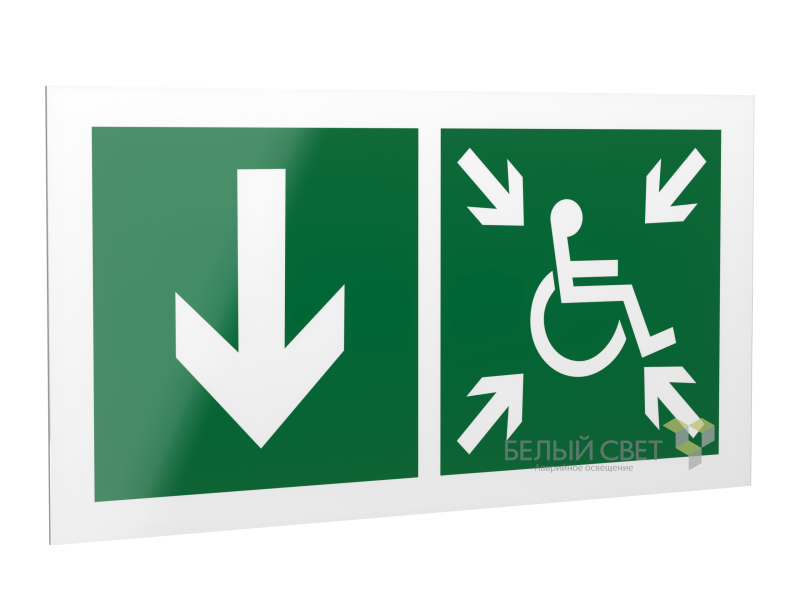 Рассеиватель BS-DR-4.E79"Указ.двери пунк. сбора(без.зоны)МГН(лев.)" Белый свет a21044