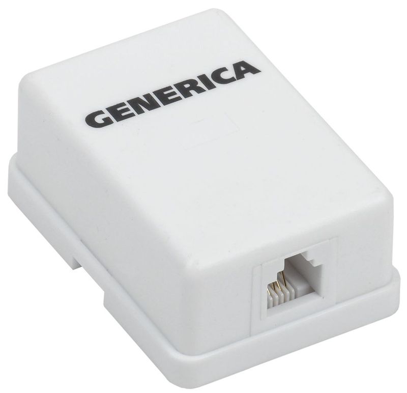 Розетка телефонная 1-м ОП RJ12 кат.3 UTP GENERICA CS2-3C03U-12-G