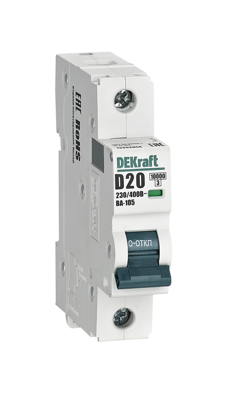 Выключатель автоматический модульный 1п D 20А 10кА ВА-105 DEKraft 13202DEK