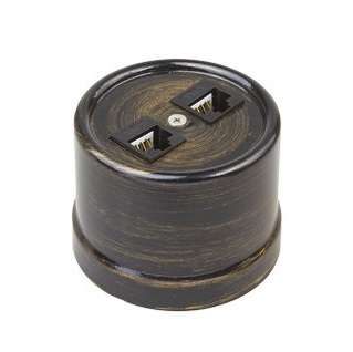 Розетка компьютерная 2-м ОП Лизетта RJ45 10А IP20 ретро кат.5E ABS-пластик бронз. Bironi B1-302-25