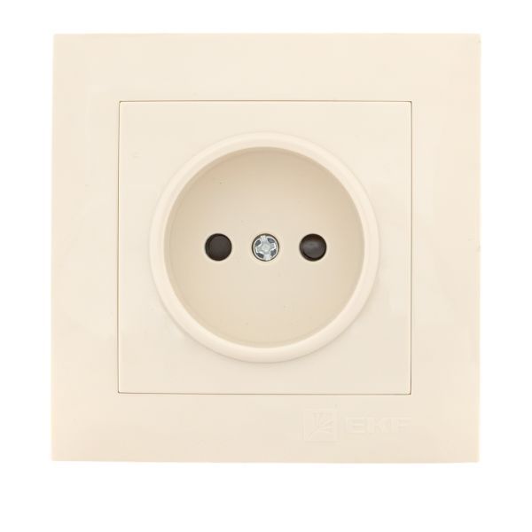 Розетка 1-м СП Валенсия 10А IP20 без заземл. защ. шторки крем. PROxima EKF EWR10-022-20
