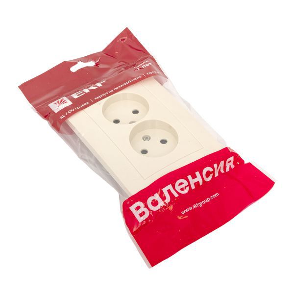 Розетка 2-м СП Валенсия 10А IP20 без заземл. защ. шторки крем. PROxima EKF EWR10-102-20
