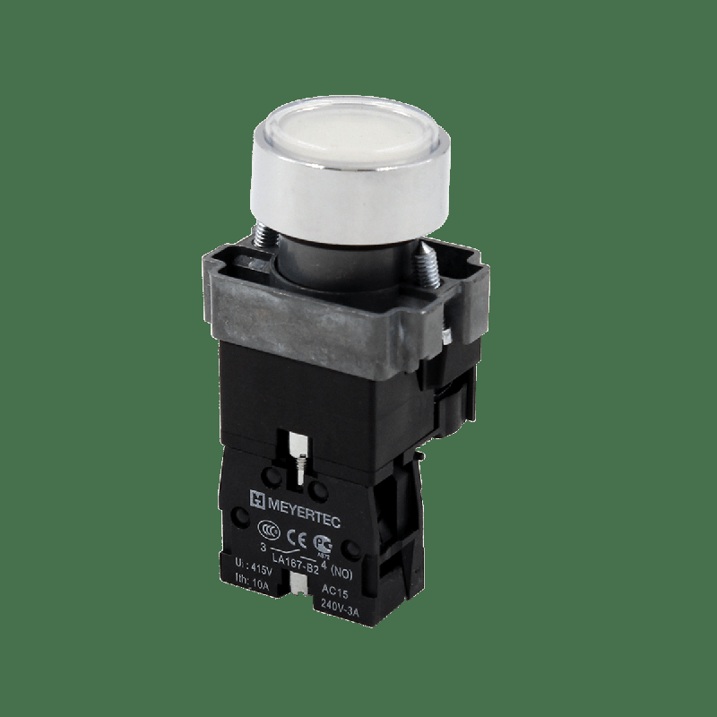 Кнопка плоская с подсветкой 24В AC/DC 1NO IP67 металл MTB2-BWF3171 бел. ОВЕН 132656