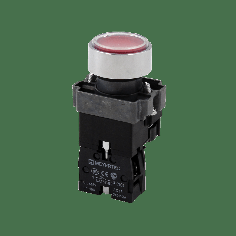 Кнопка плоская с подсветкой 24В AC/DC 1NС IP67 металл MTB2-BWF3472 красн. ОВЕН 132658