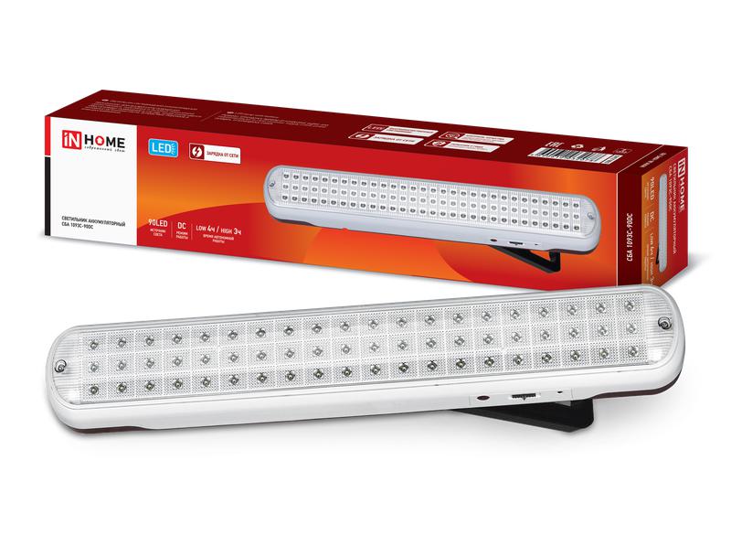 Светильник светодиодный СБА 1093С-90DC 90LED Li-ion DC аварийный IN HOME 4690612032078
