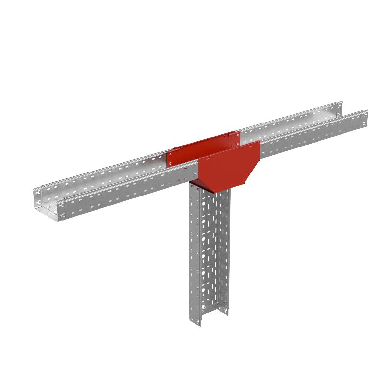 Отвод для лотка Т-образ. вертикал. вниз с разворотом трассы на 90град. 100х100 сталь 1мм "ПЛЮС" TDVplus90-100-100 КМ PL3166