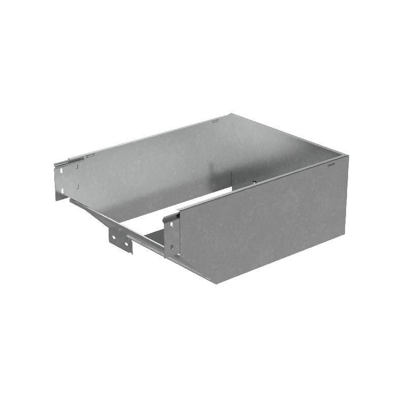 Угол для лотка вертикальный внешний левый с разворотом трассы на 90град. 400х100 сталь 1мм "ПЛЮС" VLPDplus90-100-400-L КМ PL3552