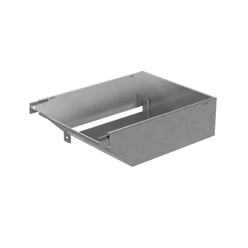 Угол для лотка вертикальный внешний левый с разворотом трассы на 90град. 400х50 сталь 1мм "ПЛЮС" VLPDplus90-50-400-L HD КМ PL3790