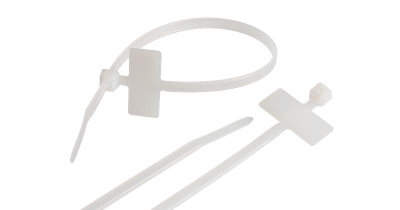 Стяжка нейлоновая неоткрывающаяся 200х3.5мм с площадкой для маркировки (уп.100шт) NIKOMAX NMC-CTN200-35-MK-WT-100