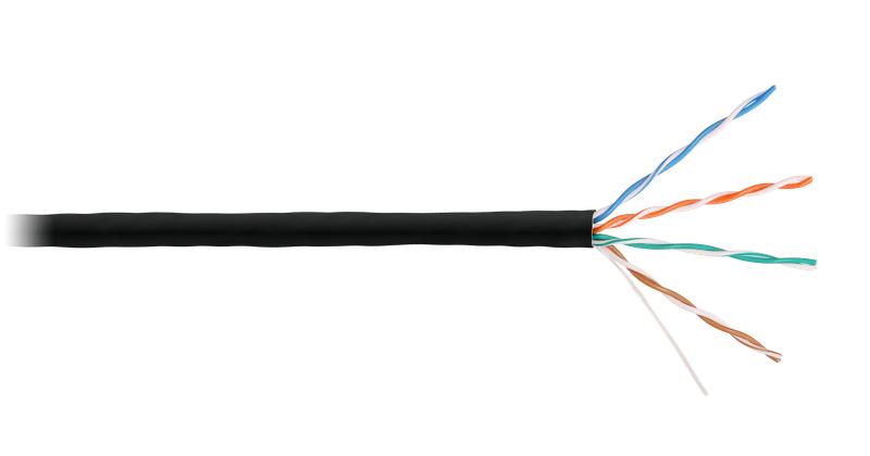 Кабель U/UTP кат.5E (класс D) 4 пары тест по ISO/IEC 100МГц ОЖ BC (уп.305м) NIKOLAN NKL 4100C-BK