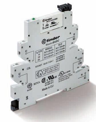 Модуль интерфейсный (сборка 34.51.7.012.0000 + 93.61.0.024.7) электромеханич. реле серия MasterBASIC 1CO 6А AgNi 12В AC/DC IP20 винт. клеммы версия ATEX FINDER 391100120073