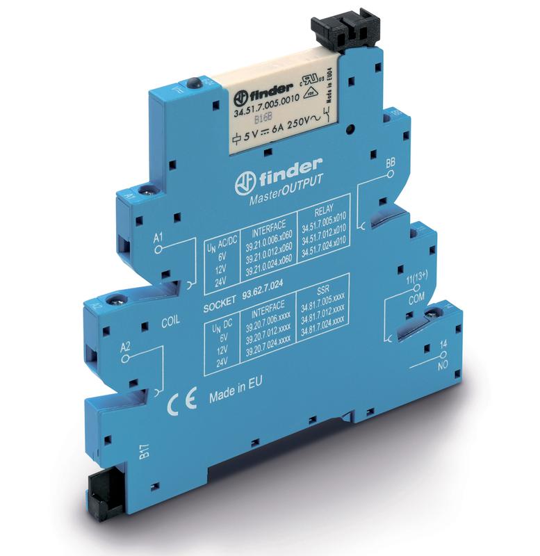 Модуль интерфейсный (сборка 34.51.7.012.0010 + 93.62.7.024) электромеханич. реле серия MasterOUTPUT 1NO 6А AgNi 12В AC/DC IP20 винт. клеммы FINDER 392100120060