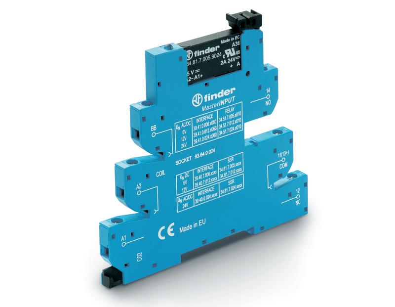 Модуль интерфейсный (сборка 34.81.7.024.8240 + 93.64.0.024) твердотельное реле MasterINPUT выход 2А (240В AC) 24В AC/DC IP20 винт. клеммы FINDER 394000248240